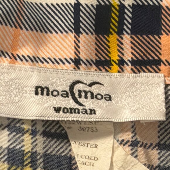 Moa Moa Woman Plaid Button-Up Shirt 3/4 Sleeve Size 2X Blouse - Picture 2 of 12